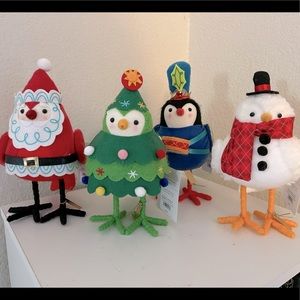 Set of 4 Christmas Birds